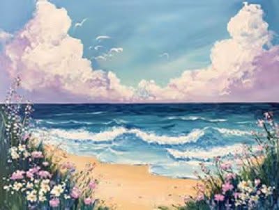 Paint Nite - Flowers by The Sea at Big Lick Brewing